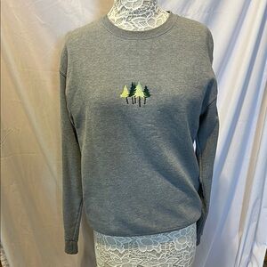 Gray Tree Embroidered Crewneck